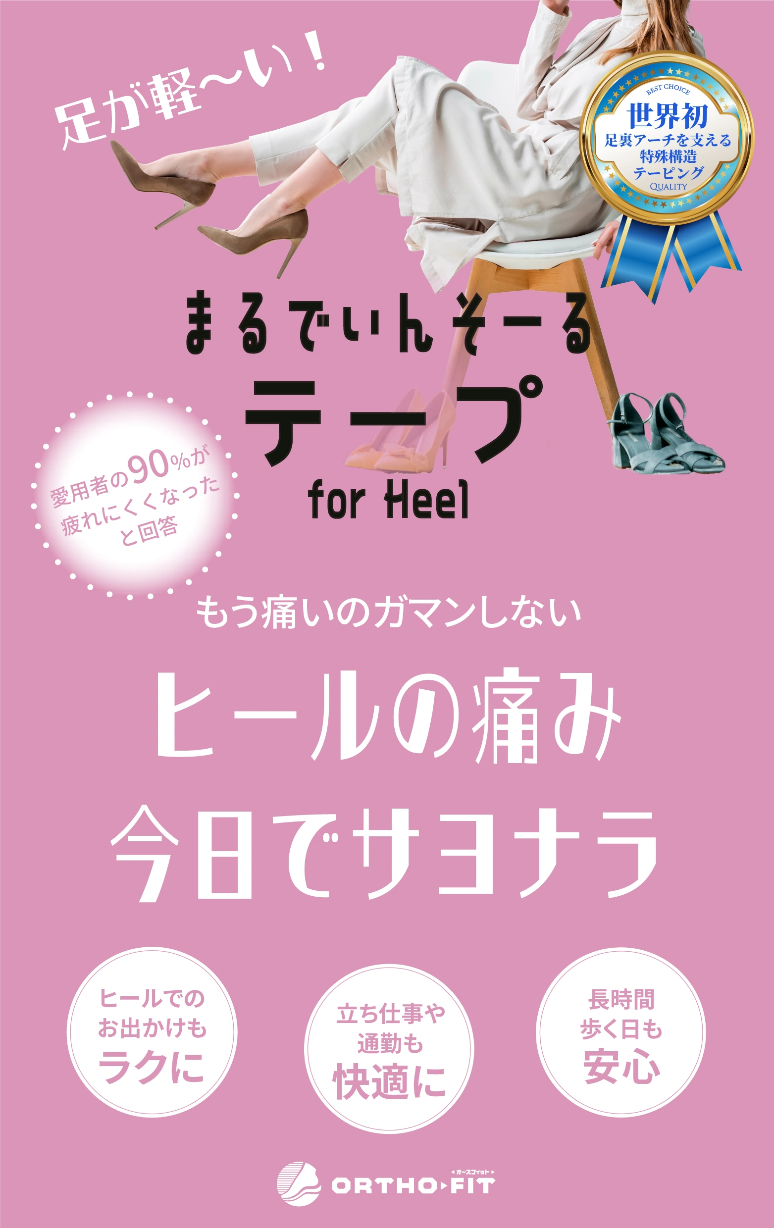 まるでいんそーるテープ for Heel ヒールでも快適に歩ける足元サポート用テープ