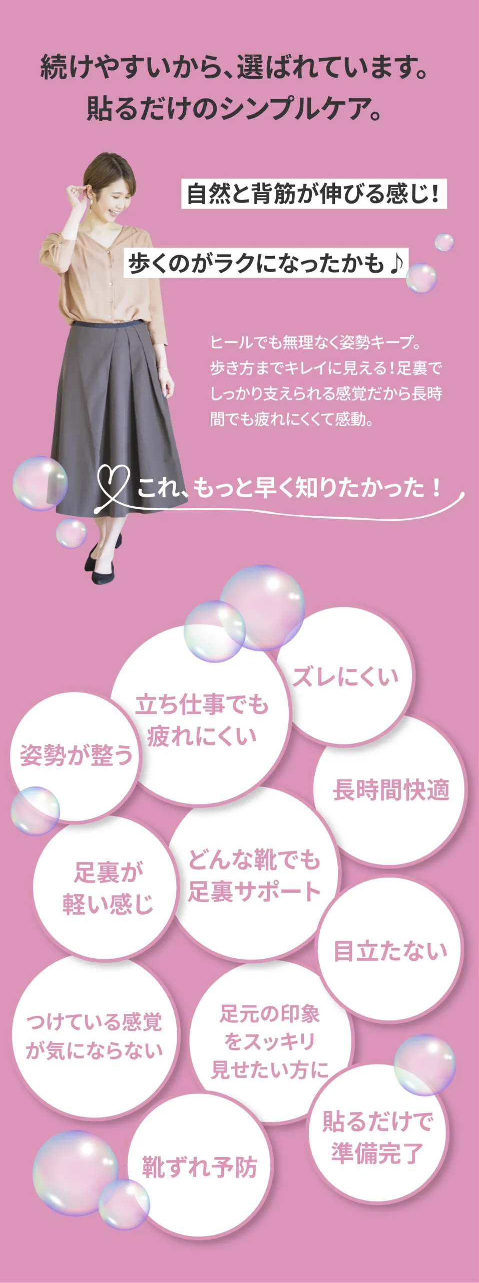 まるでいんそーるテープfor Heelが選ばれる理由を紹介するイメージ